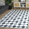 thumbnail image 3 of SAFAVIEH Santa Clara Elwyn Checkered Polyester Machine Washable Area Rug, Ivory/Grey Black, 6' x 6' Square, 3 of 13