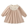 thumbnail image 2 of HOMADLES Toddler Girls Dress Long Sleeve Crewneck Soft Clothing Casual Dress for Girls Soft Comfortable Dress Beige 4-5T, 2 of 9