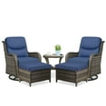 thumbnail image 5 of POCASSY 5 Pieces Patio Furniture Set with Swivel Chairs and Ottomans, High Back Deep Seat Cushioned Wicker Outdoor Conversation Set for Porch & Balcony, Gray Wicker/Blue Cushion, 5 of 11