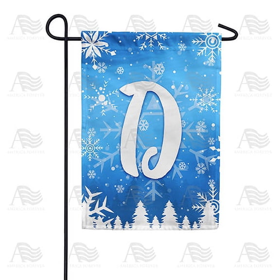 America Forever Winter Monogram Letter D Winter Forest Garden Flag Vertical Double Sided 12.5 x 18 inches Happy Holiday Christmas Seasonal Flags for Outdoor, Yard Porch, Snowflakes Garden Flag