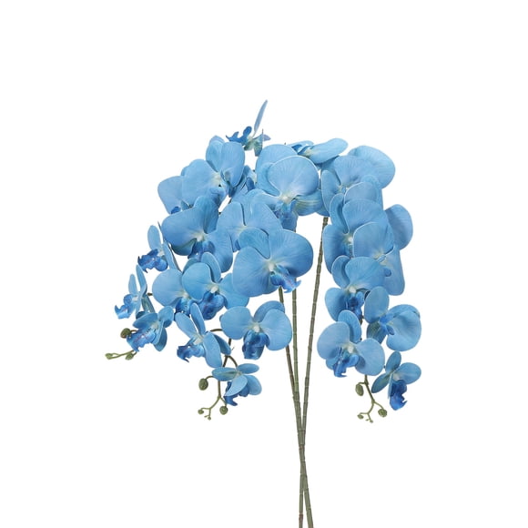 Uxcell Artificial Orchid Stems Faux Phalaenopsis Flowers Real Touch Fake Orchid Flower for Home Wedding Decoration Sky Blue