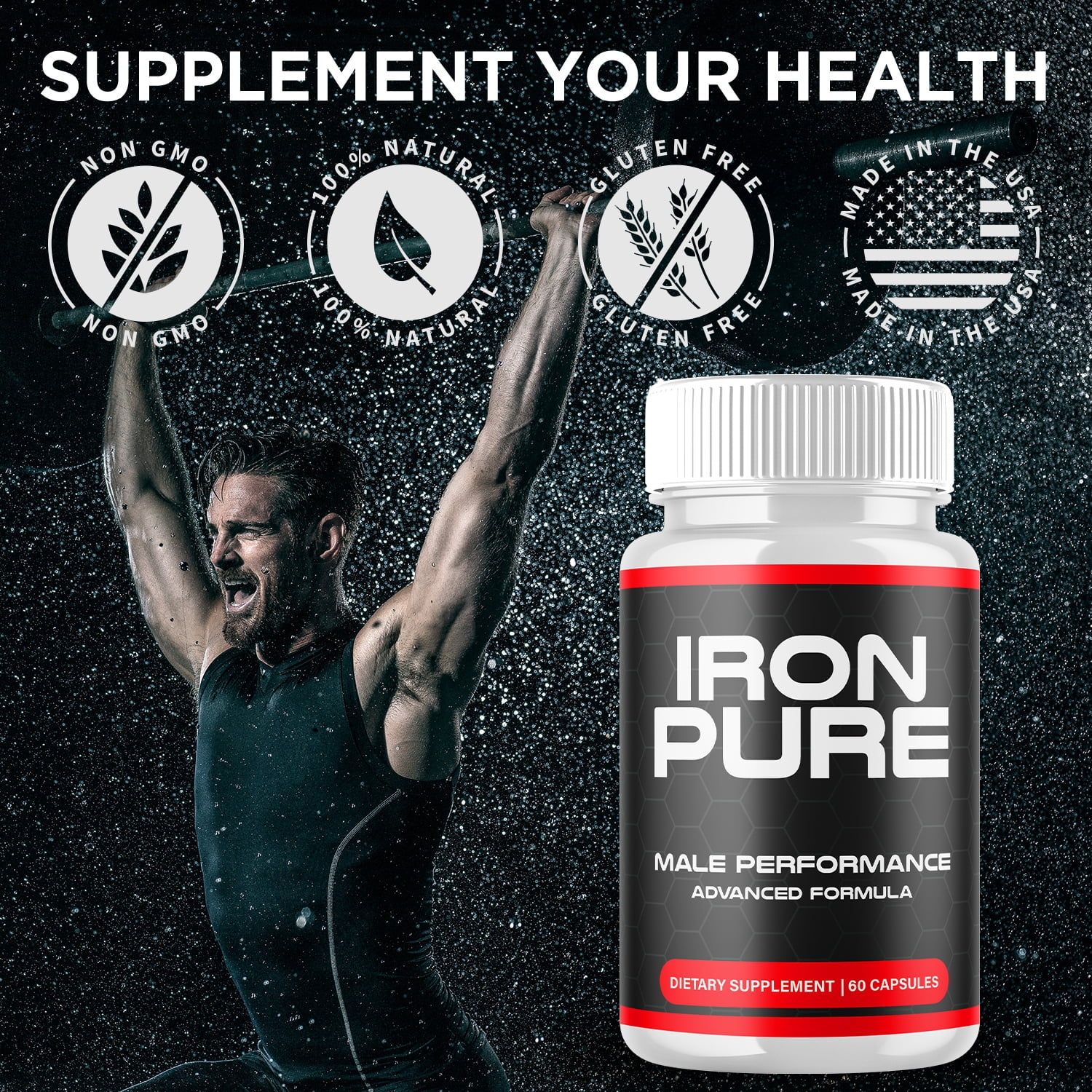 Iron Pure Advanced Formula Pills All Natural Vitamin Supplement IronPure 300 Capsules
