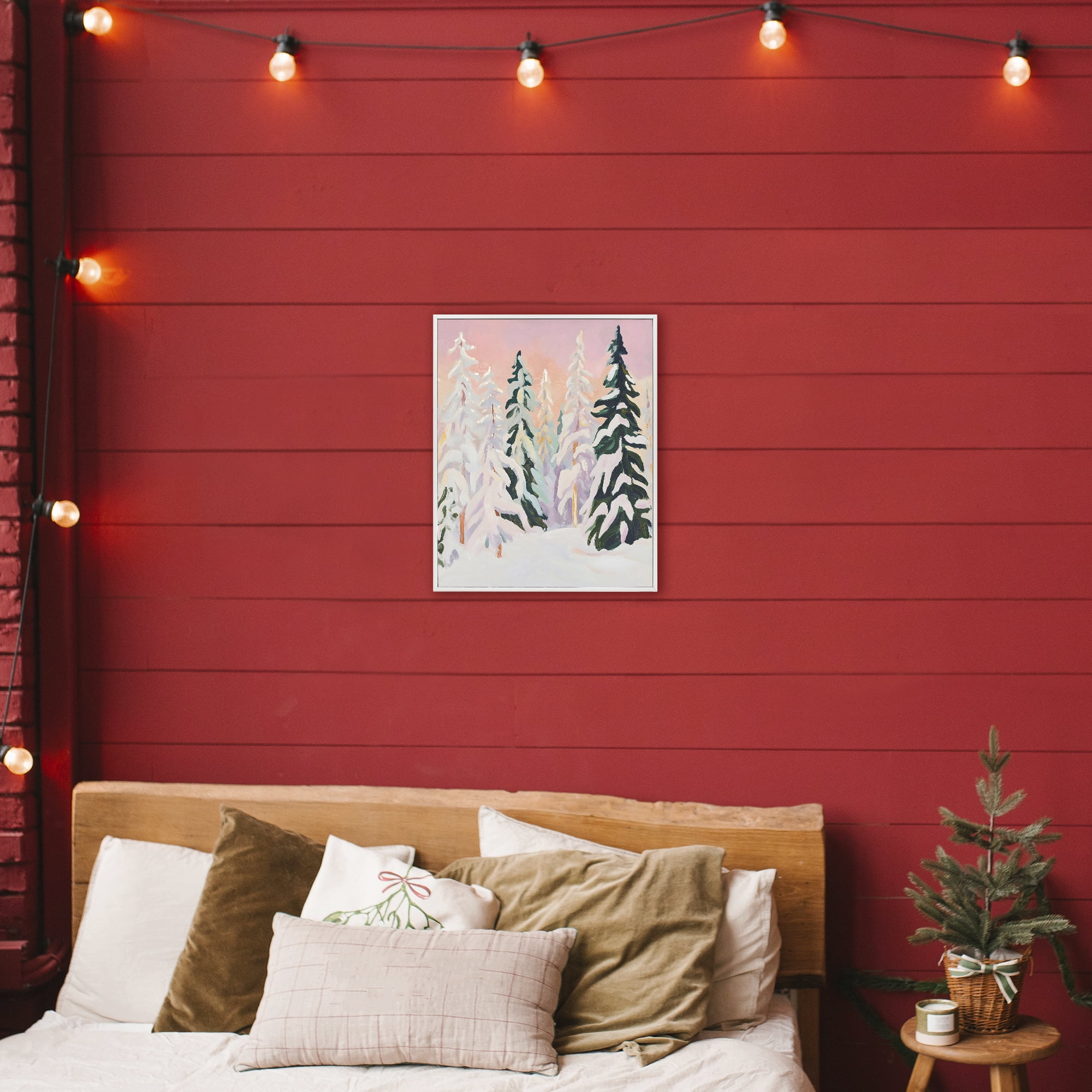 Stupell Industries Peachy Pastel Winter Forest White Framed Giclee Art, design by The Prints Vibe