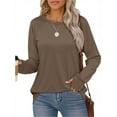 thumbnail image 3 of MOSHU Sweatshirts for Women Thumb Hole Long Sleeve Shirts Curved Hem Crewneck Sweatshirts Casual Fall Womens Tunic Tops, 3 of 10