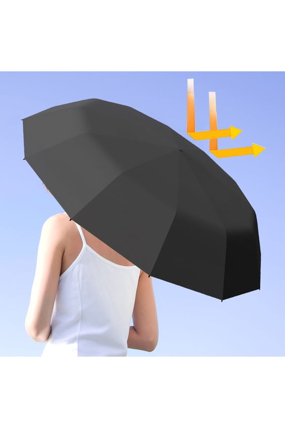 Folding Travel Windproof Inverted Umbrella, Automatic Reverse Umbrella with 12 Ribs, Compact Wind Resistant Umbrella with Reflective Safety Stripes