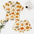 thumbnail image 4 of Autumn Harvest Maple Leaves Thanksgiving Pajamas Set Womens Loungewear Sleepwear 2 Piece PJ Sets, 4 of 7
