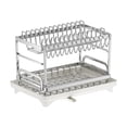 thumbnail image 3 of Escurreplatos de 2 niveles, gran capacidad, con escurridor, resistente a corrosión, colador estable, organizador de cocina y almacenamiento., 3 of 8
