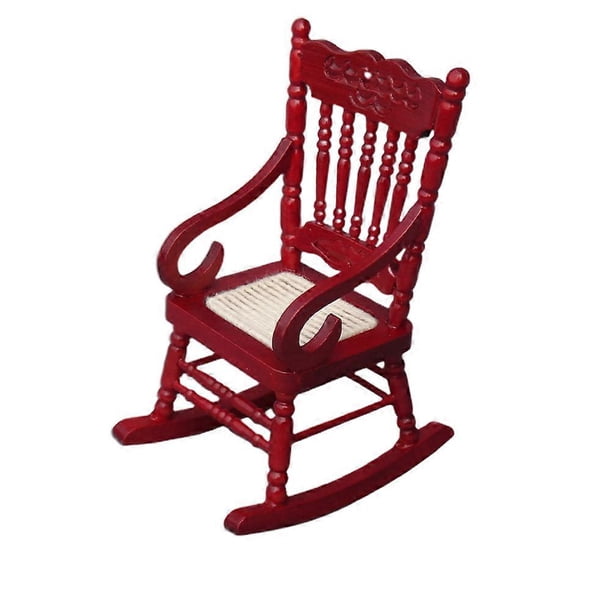 1PC Miniature Wooden Armrest Rocking Chair Furniture Accessory for Mini House Rosewood