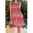 thumbnail image 2 of Vestido playero ligero informal estilo bohemio con estampado floral sin mangas para mujer, 2 of 7