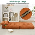 thumbnail image 4 of BEHOST 70" Compact Corduroy Sofa Bed Couch, Folding Futon Sleeper for Living Room or Office, Orange Red, 4 of 10