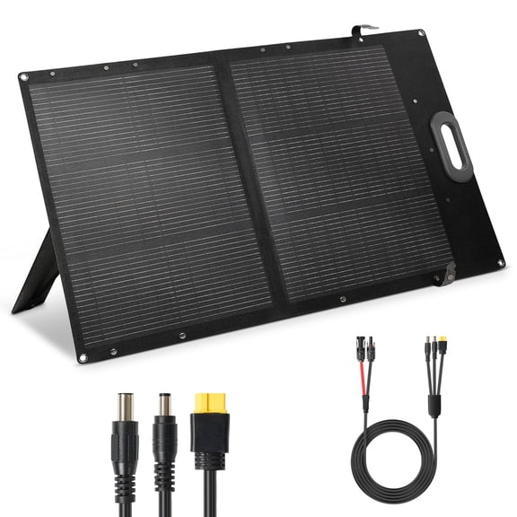 HQST 100W Portable Solar Panel, N-Type 25% High Efficiency Solar Charger for Power Station & Solar Generator, IP67 Waterproof, Foldable with Kickstands for Camping, RV, Off-Grid