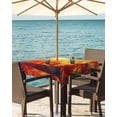 thumbnail image 3 of Fsddascl Fall Thanksgiving Outdoor Tablecloth - 60x60 Inch Square Dining Table Cover, Red Orange Sunrise Forest Autumn Waterproof Outdoor Table Cloth with Umbrella Hole & Zipper for Picnic/Patio, 3 of 7