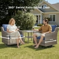 thumbnail image 3 of Unnifurnzi Outdoor Patio Furniture Set-5 Pieces Patio Table and Chairs High Back Outdoor Swivel Glider Chairs with Outdoor Ottoman Small Patio Furniture Set for Porch Balcony Deck-Gray/Blue, 3 of 7