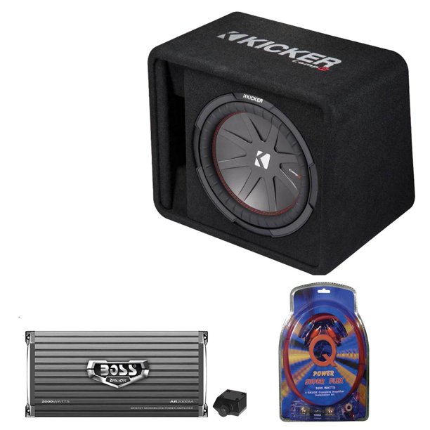 Kicker 12 Inch 1000W Subwoofer Box + 2000W Mono Amplifier, Remote