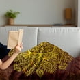 thumbnail image 3 of Mandala Soft Flannel Fleece Throw Blanket, Ornamental Snowflake Floral Traditional Oriental Graphic Artwork, Cozy Plush for Indoor and Outdoor Use, 50" x 60", Yellow Brown, by Ambesonne, 3 of 5