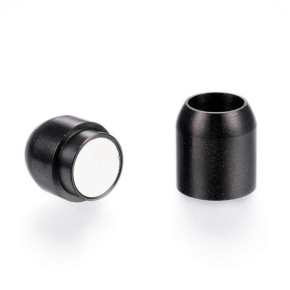 20pcs 304 Stainless Steel Magnetic Clasps with Glue-in Ends Barrel Gunmetal 21mm Hole: 8mm