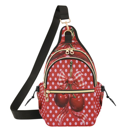Women Crossbody Bag Fashion Cherry Plaid Printed Sling Bags Shoulder for Women