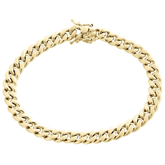 Real 10K Yellow Gold Hollow Miami Cuban Link Bracelet 7.50mm Box Clasp 8 Inch