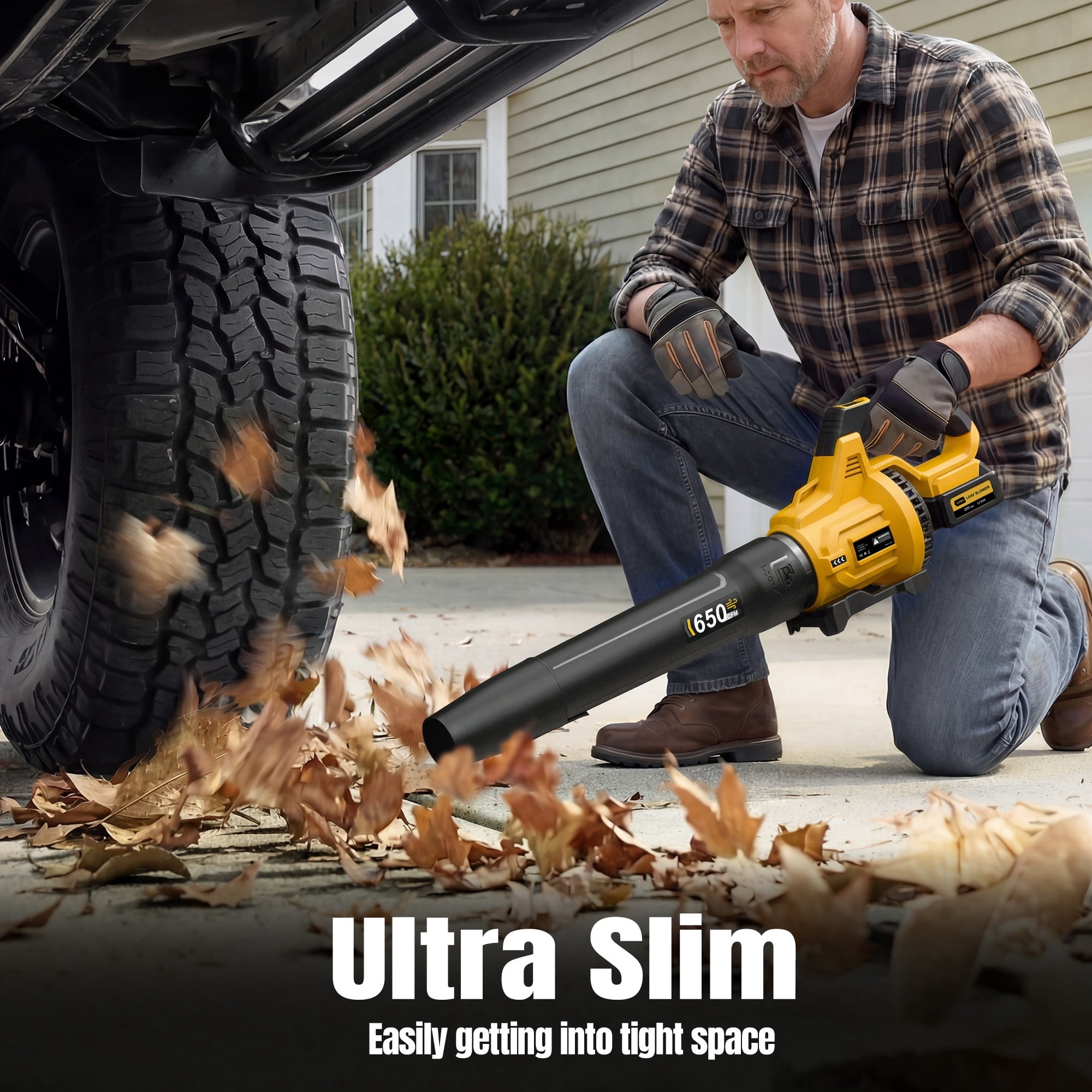 Cordless Leaf Blower with 2 x 5.0Ah Batteries, 650CFM 3-Speed Electric Leaf Blower for Lawn Care, Yard, Snow, and Debris