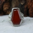 thumbnail image 2 of Red Garnet Ring, 925 Sterling Silver Ring, Handmade Ring, Garnet Ring, Coffin Shaped Ring, Statement Ring, Anniversary Ring, Gift Her Ring,., 2 of 3