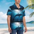 thumbnail image 3 of Bingfone Ocean Dolphin Fish School for Men's Short Sleeve Button Down Shirts Hawaiian Beach Shirt,Large, 3 of 7