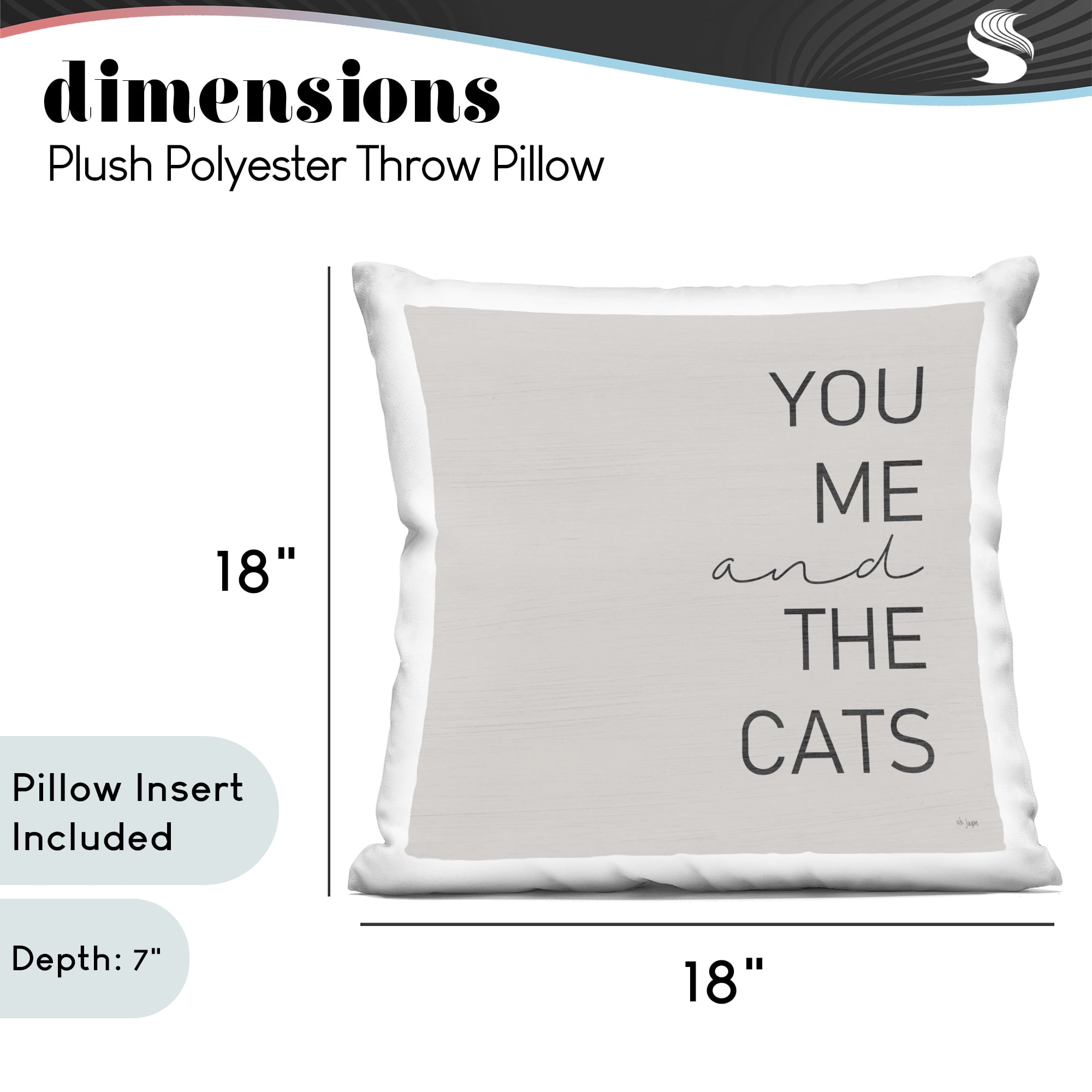 Stupell Industries Minimal You Me & Cats Decorative Printed Throw Pillow, design by Jaxn Blvd.