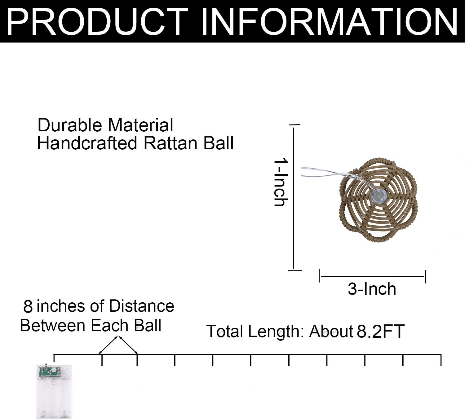 Decorative Lantern Rattan String Lights Rattan Balls Lights - 10 Lights with Rattan Wire Ball Style, Globe Rattan Wicker Ball String Lights Indoor Outdoor Patio for Home Pergola Porch Party Backyard