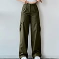 thumbnail image 2 of Buigttklop Pants for Women 2024 Women Color Casual Mid Waist Trousers with Pocket Waist Cargo Pants, 2 of 6