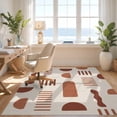 thumbnail image 3 of Design&I 2'x3' Washable Throw Rug Low Profile Daily Traffic Ready Accent Beige Terracotta Geometric Abstract Modern Shapes with Minimalist Design for Hallway, Laundry Room, 3 of 7