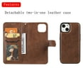 thumbnail image 4 of Allytech iPhone 13 Case Wallet, Premium PU Leather Detachable Magntic Back Cover Shell Shockproof Protective Kickstand Cards Holder Wallet Cover for Apple iPhone 13 6.1", Brown, 4 of 8
