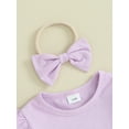 thumbnail image 6 of FEORJGP Toddler Girls Summer Outfit 3M 6M 1T 2T 3T Infant Baby Short Sleeve T-shirt Crew Neck Shirt Ruffle Tops Solid Color Shorts Headband Loose Casual Daily Sets, 6 of 9