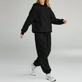 thumbnail image 5 of WTOBBY Women's Casual Hooded Sweatshirt and Wide Leg Pants Tracksuit Set, Comfortable Loose Fit Athletic Wear Two Piece Outfit for Sporty Style,Black 2XL, 5 of 5