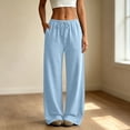 thumbnail image 5 of ZHOGXU Casual Wide Leg Drawstring Pants Womens With Elastic Waist Loose Straight Trousers Solid Color Sport Sweatpants Classic Style, 5 of 7