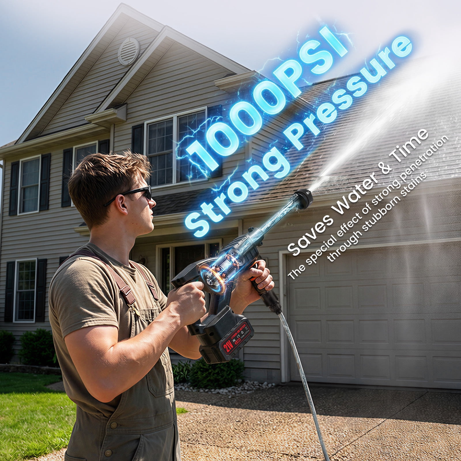 Audew (Andeman) 1000 PSI Cordless Pressure Washer - 6-in-1 Multipurpose Cleaner with 2x4Ah Batteries