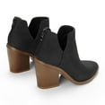 thumbnail image 3 of Pennysue Women's Middle Heel Ankle Booties Black Nubuck Thick Heeled Stacked Short Boots Size 6M, 3 of 8