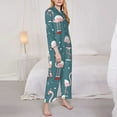 thumbnail image 4 of Kll Elegant Flamingo Print Women'S Long Sleeve Pajamas With Pants Sleepwear Loungewear 2 Set-Small, 4 of 9