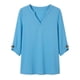 thumbnail image 5 of Mujeres 3/4 Manga de Verano Tops V Cuello Botonado Color Sólido Blusa, Camisetas Casuales de las Mujeres Suelto Ajuste Suave Respirable Primavera de Uso Diario, 5 of 8