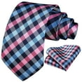 thumbnail image 3 of HISDERN Plaid Checkered Tie Handkerchief Woven Classic Formal Men's Necktie & Pocket Square Set, 3 of 7