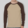 thumbnail image 2 of Huankd Men's Long Sleeve Shirt Fall Crewneck Color Block Loose Fit T Shirts Casual Pullover Tees Khaki L, 2 of 5