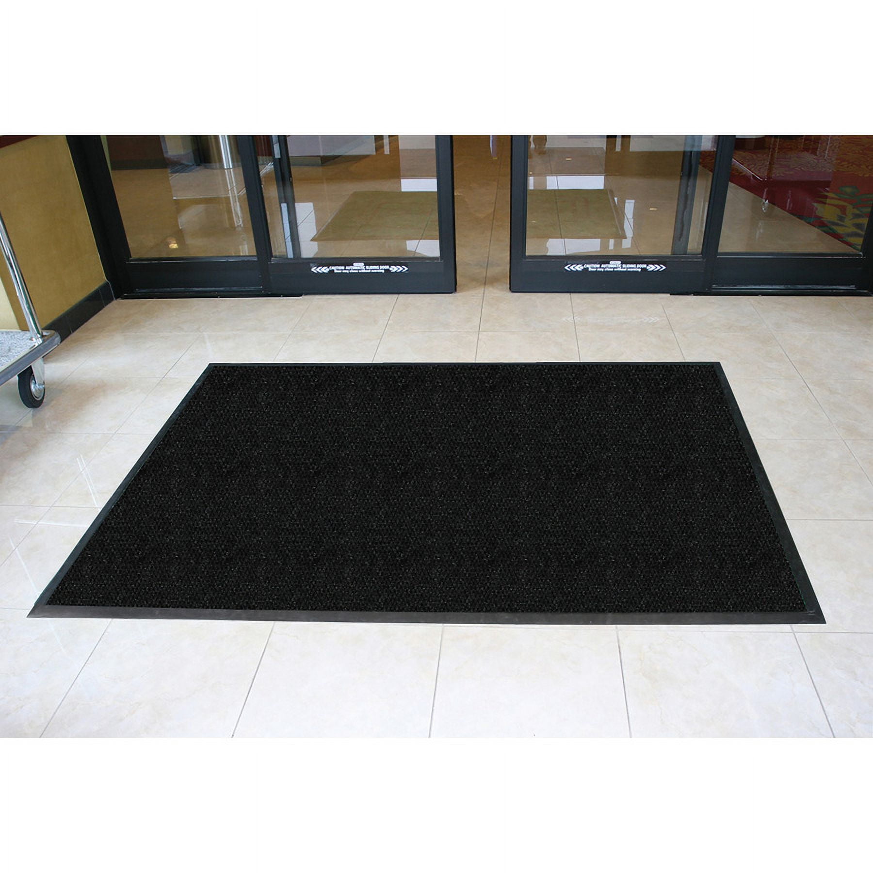 Genuine Joe Ultraguard Berber Heavy Traffic Mat - Hard Floor, Indoor, Outdoor - 72" Length X 48" Width - Rubber -  Black