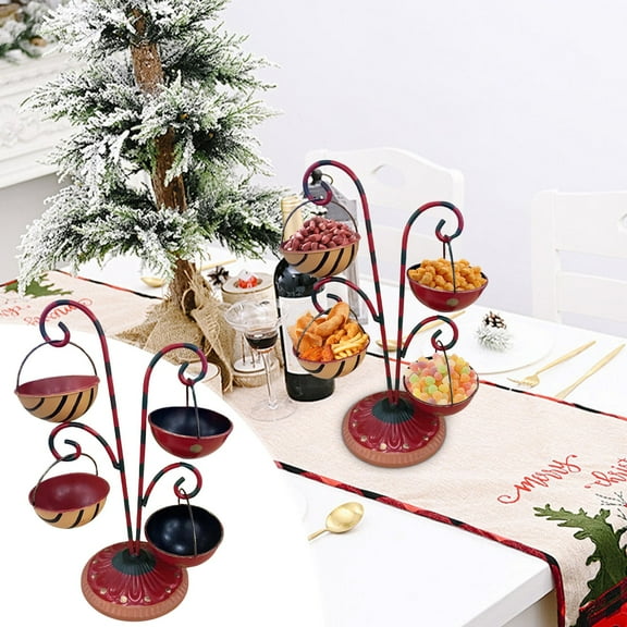 Christmas Tree Snack Stand Plastic Serving Tray Candy Dessert Bowl Holiday Party Display