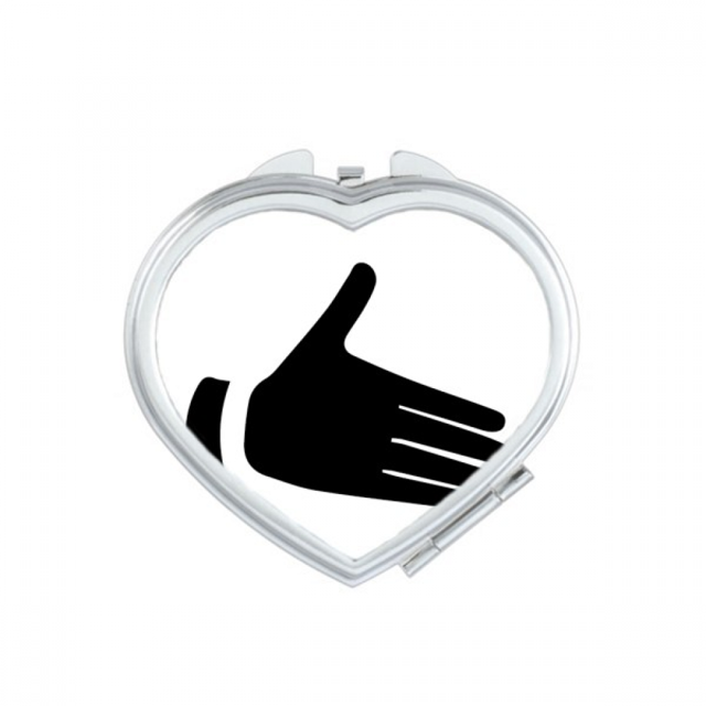 Reach Out Gesture Outline Pattern Heart Mirror Travel Magnification Portable Handheld Pocket Makeup