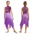thumbnail image 1 of Oyolan Robe de Danse Liturgique de Louange pour Filles, Corsage à Paillettes, Sans Manches, Tunique de Culte Irrégulière, Tenue de Danse d'Église, Violet, 8, 1 of 6
