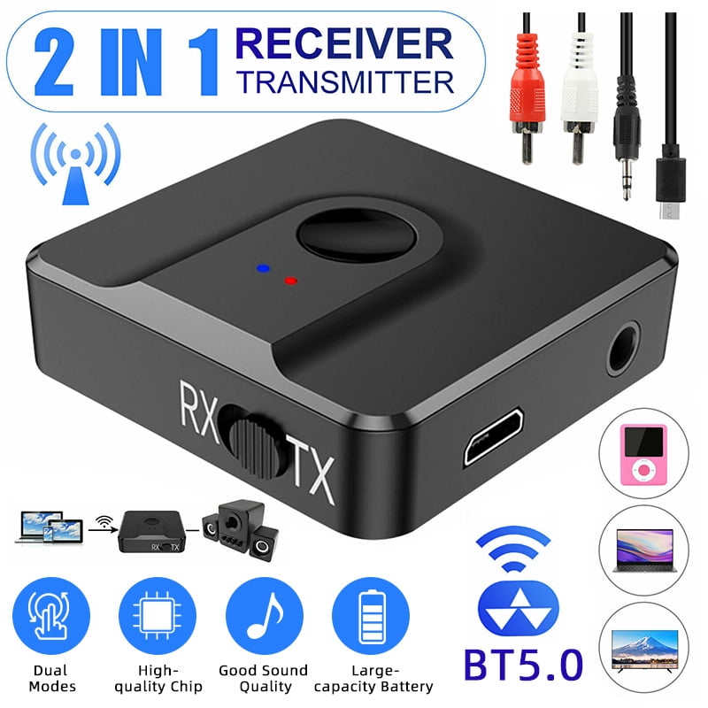 CVC 8.0 Noise Cancellation Mpow Bluetooth 5.0 Receiver 3.5mm Aux Bluetooth Audio Adapter with 3D Surround Stereo Mode for Car/Home Audio System Hi-Fi Music Dual Pairing Built-in Mic 