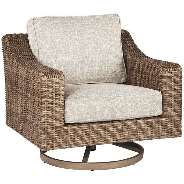 Ashley Furniture Beachcroft Swivel Patio Arm Chair in Beige Walmart