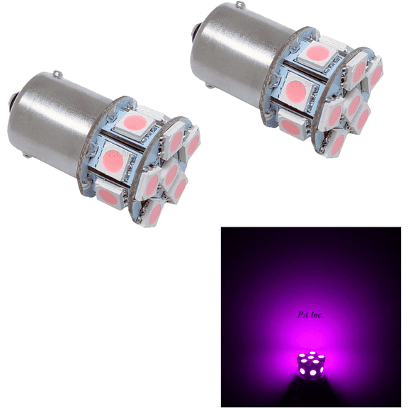 PA 2PCS 13SMD 1156 BA15S Pink Auto LED Bulbs for Turn Signal, Side Marker, Stop Backup, Tail Light