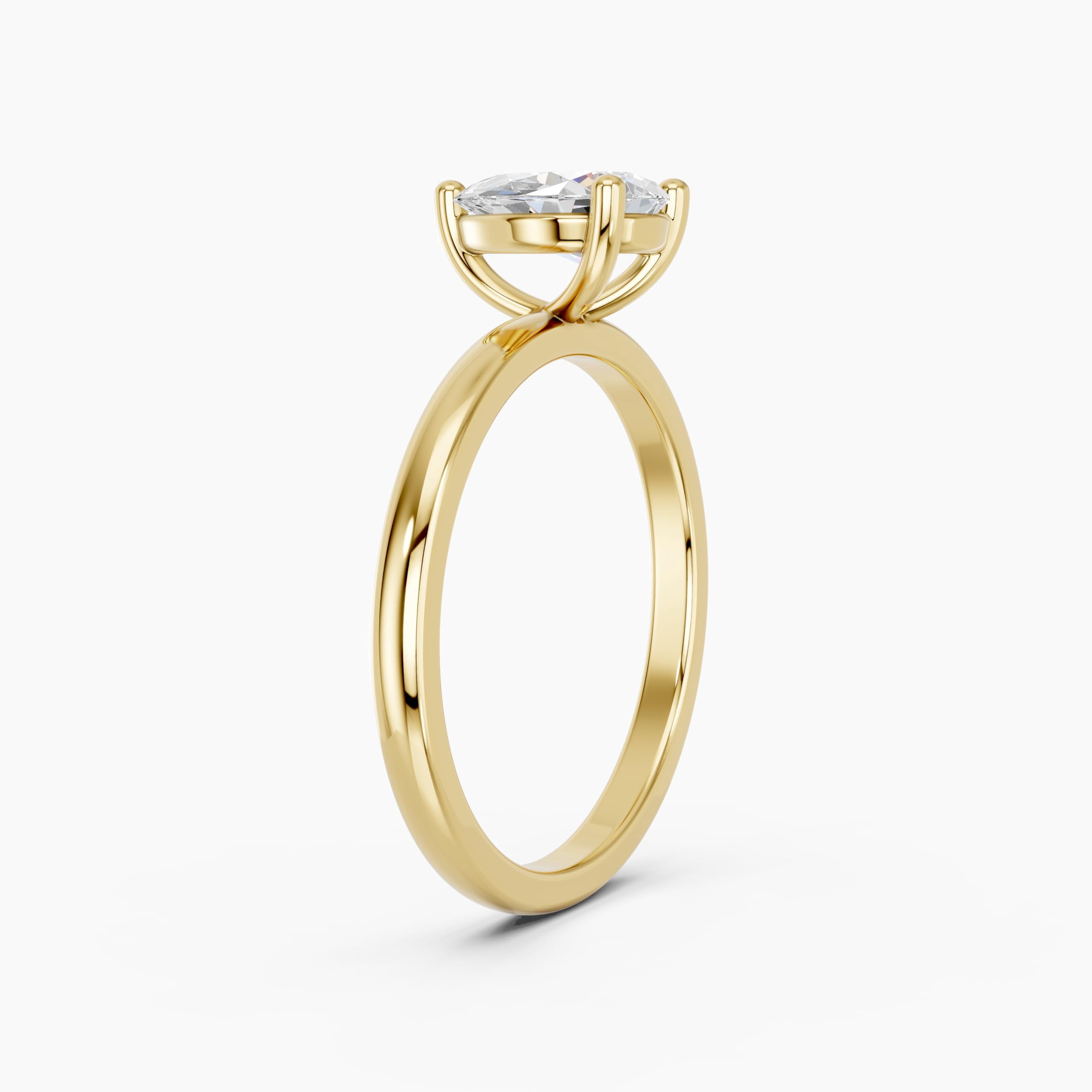 KEEVA JEWELS IGI Certified 1.00 Carat Pear Shape F/VS Lab Grown Diamond Solitaire Engagement Ring for Women Made in Yellow Gold Plated Silver Size 8