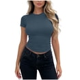 thumbnail image 3 of ByworldtasicNo Boundaries Womens Basic T Shirts Stretchy Soft Slim Fit Short Sleeve Y2k Cute Summer Crop Workout Tops, 3 of 5