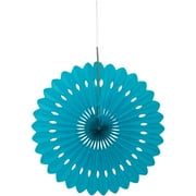 Unique Industries Teal 16" Flower Shaped Tissue Paper Hanging Pom Poms