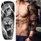thumbnail image 1 of Cráneo Guerrero Tatuajes Temporales Manga Para Hombres Mujeres Adultos Realista Falso Tatuaje Pegatina Negro León Soldado Grande Tatoos, 1 of 4